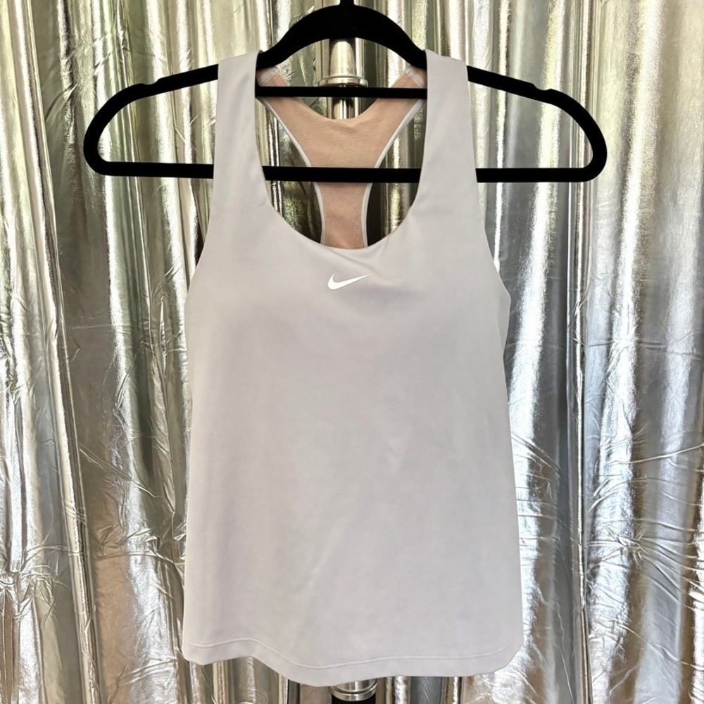 Nike Dri-Fit White Racerback Tank with Built-In Bra